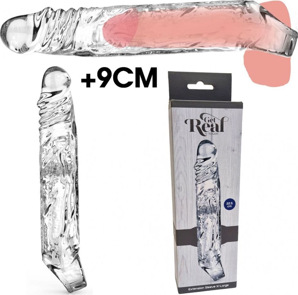 Guaina Pene + 9 cm ToyJoy Get Real X-Large 22,5 cm TPE Trasparente Estensore Realistico Sex Toy Uomo - 5