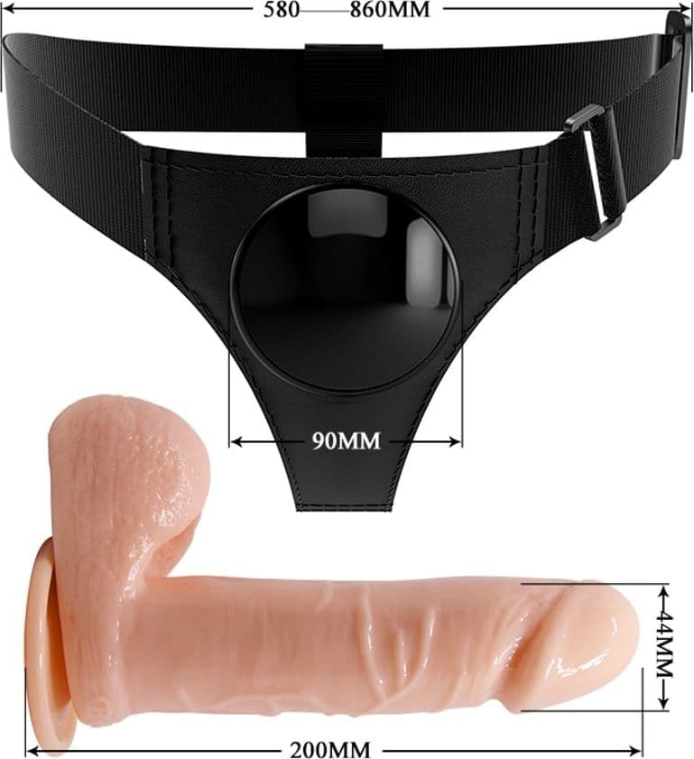 Strap-On Pretty Love Tom 18 cm Dildo Realistico Harness Regolabile Universale Sex Toy Coppia - 3
