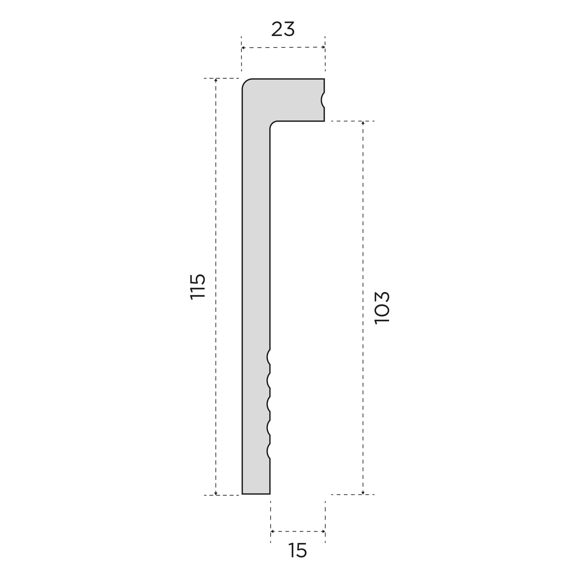 Pacco da 108 ML di Battiscopa BIANCO squadrato Coprimarmo - coprivecchio 115x23mm in POLIMERI - 6