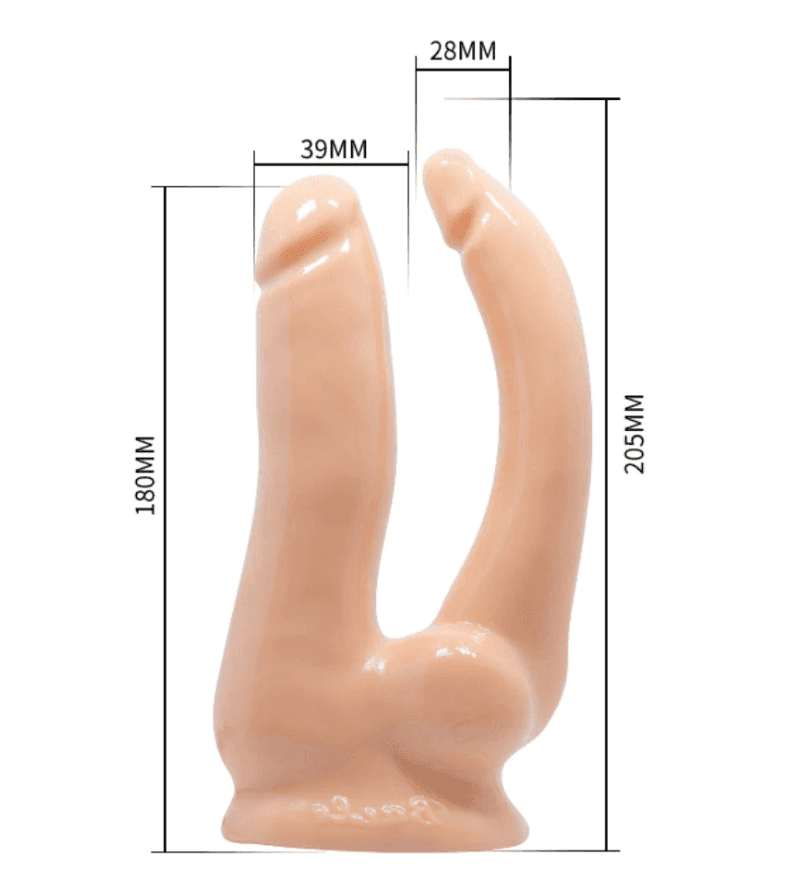 Strap-On Vibrante Baile Jessica Doppio Dildo 18/20 CM TPR Harness Regolabile Telecomando Sex Toy Coppia - 3