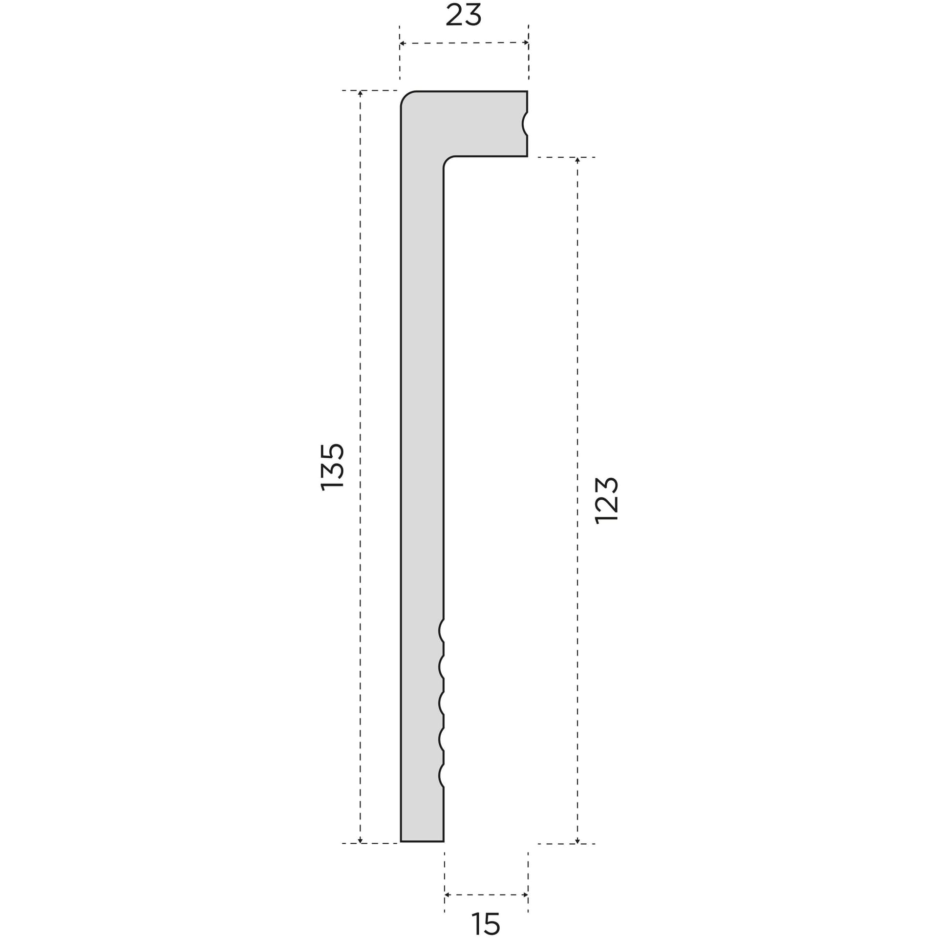 Battiscopa BIANCO squadrato Coprimarmo - coprivecchio 135x23mm in POLIMERI - (prezzo al metro) - 3