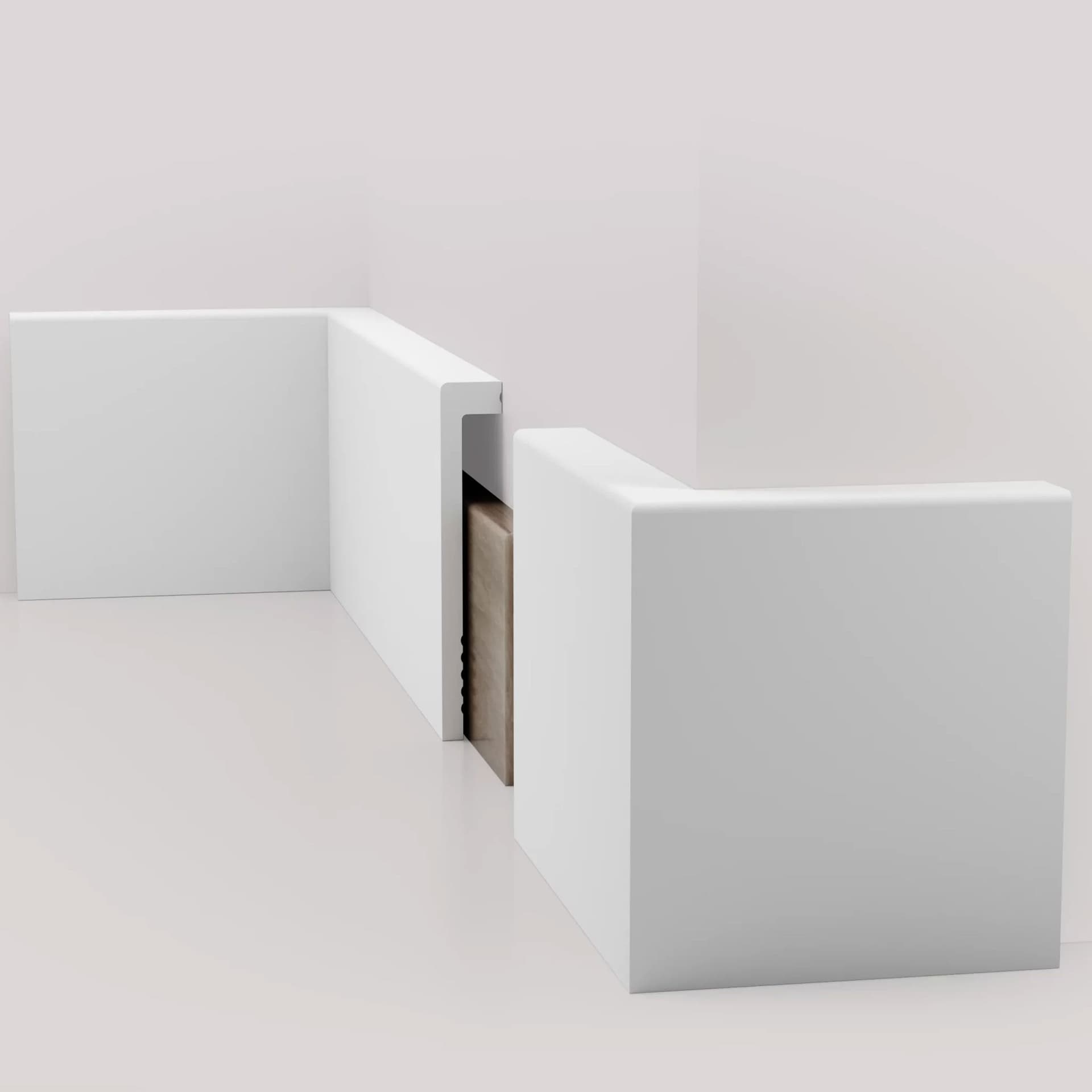 Battiscopa BIANCO squadrato Coprimarmo - coprivecchio 135x23mm in POLIMERI - (prezzo al metro) - 5