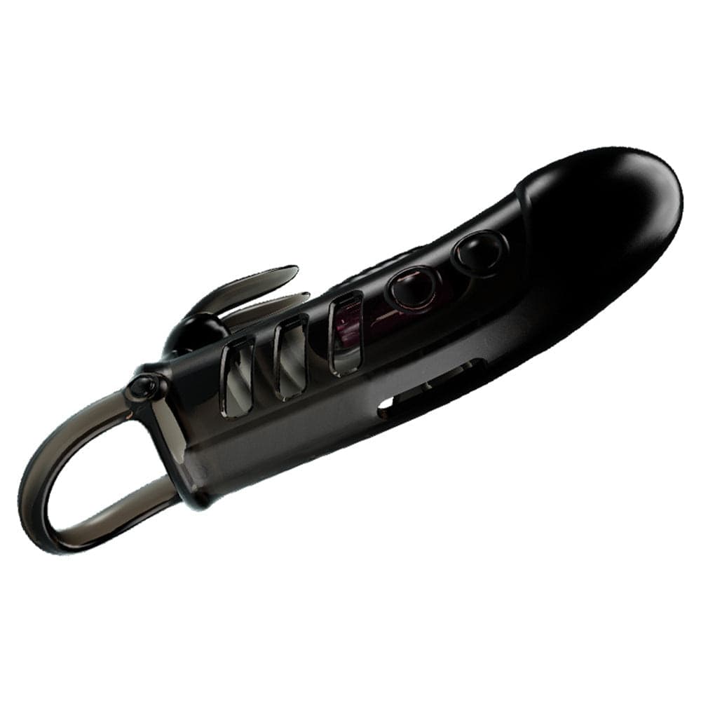 Guaina Pene Vibrante Pretty Love Sloane 14,8 cm TPR Estensore con Stimolatore Esterno Nero - 4