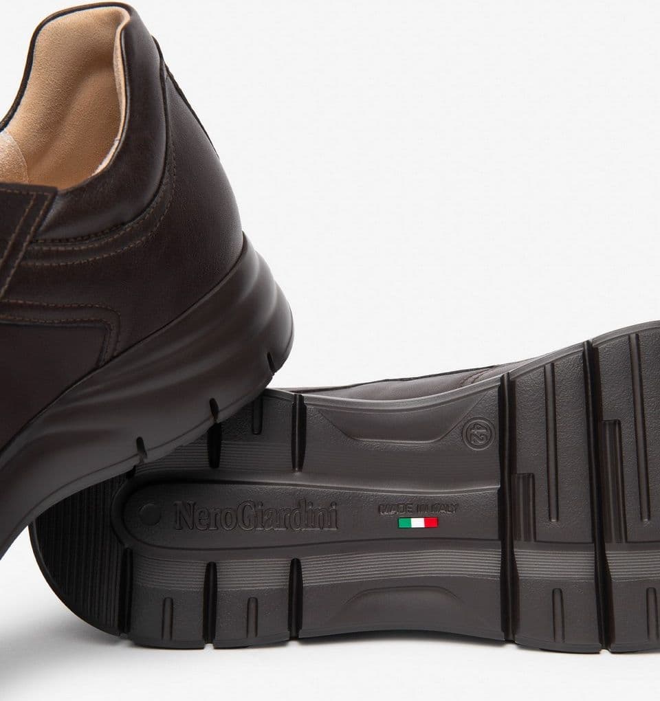 Nero Giardini sneakers uomo in pelle marrone I601280U322 - 4