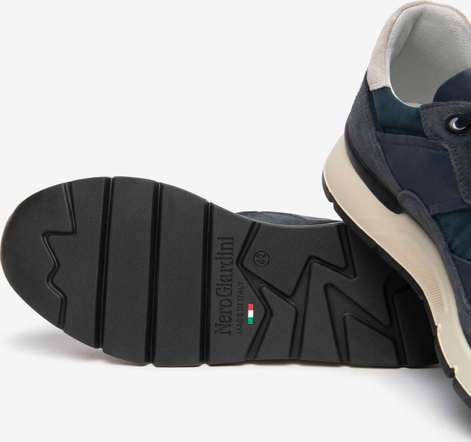 Nero Giardini sneakers uomo in pelle csamosciata, pelle e tela Blu I601290U200 - 4