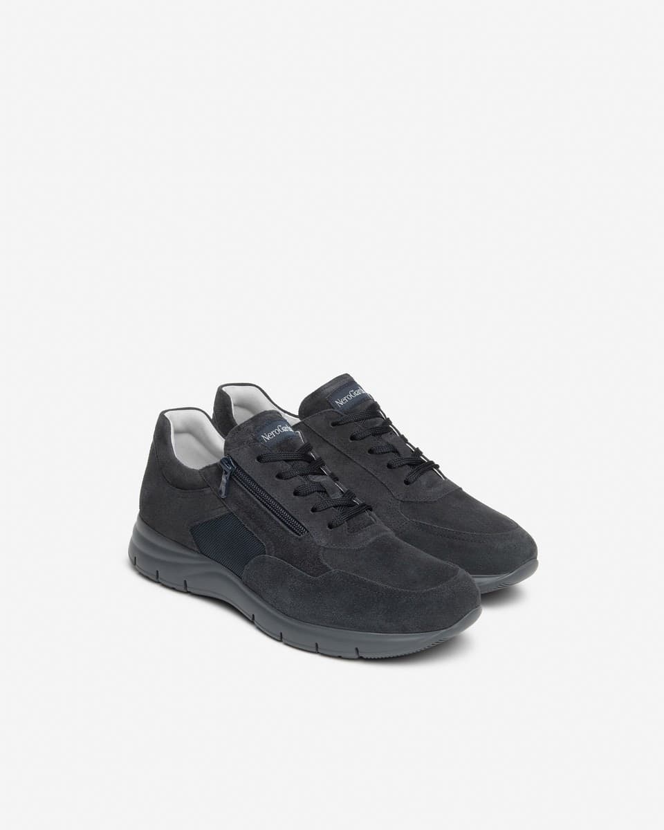 Nero Giardini sneakers uomo in camoscio e tessuto blu I601281U200 - 2