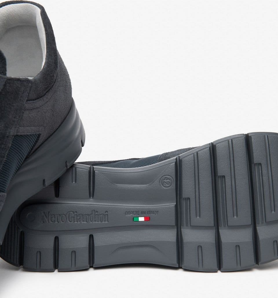 Nero Giardini sneakers uomo in camoscio e tessuto blu I601281U200 - 4