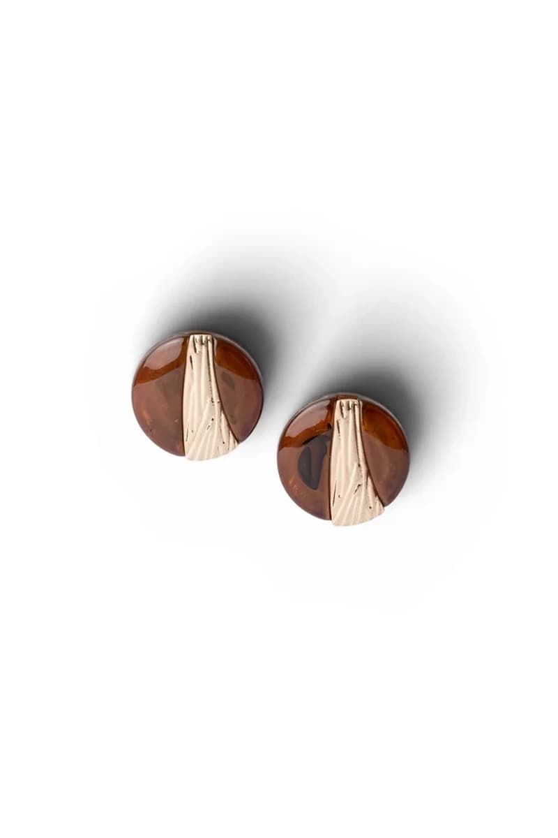 Orecchini a cerchio in acrilico marrone | MYA ACCESSORIES - 2
