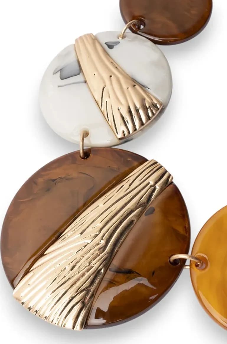 Collana corta con catena in metallo e cerchi in acrilico senape | MYA ACCESSORIES - 3