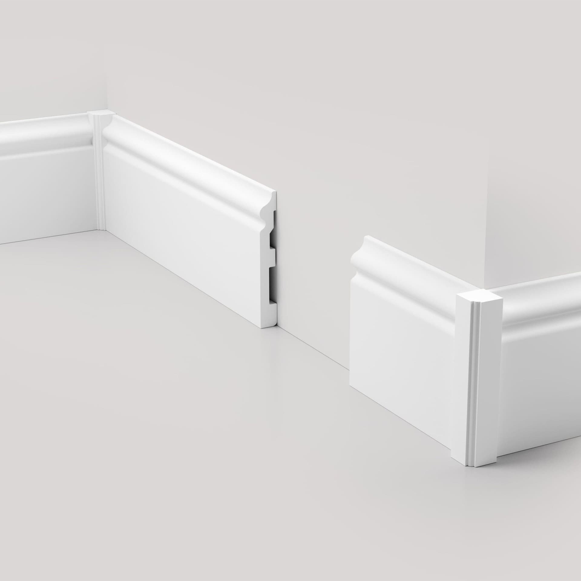Angolari interno/esterno per battiscopa bianco - universale in polimeri – Kit 8 pezzi rifilabili 23x23x250 mm - 2