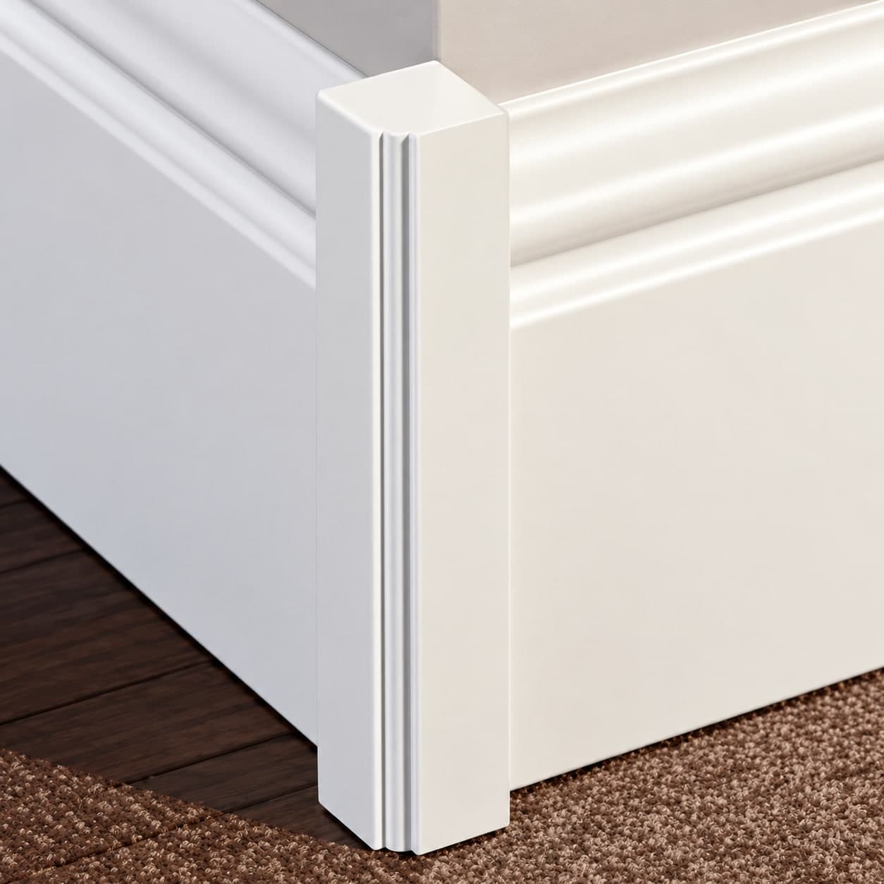Angolari interno/esterno per battiscopa bianco - universale in polimeri – Kit 8 pezzi rifilabili 23x23x250 mm - 4