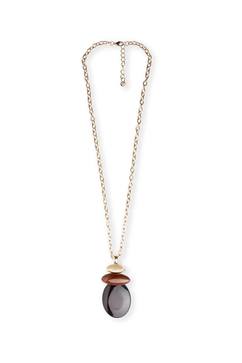 Collana a catena con pendente ovale senape | MYA ACCESSORIES - 2