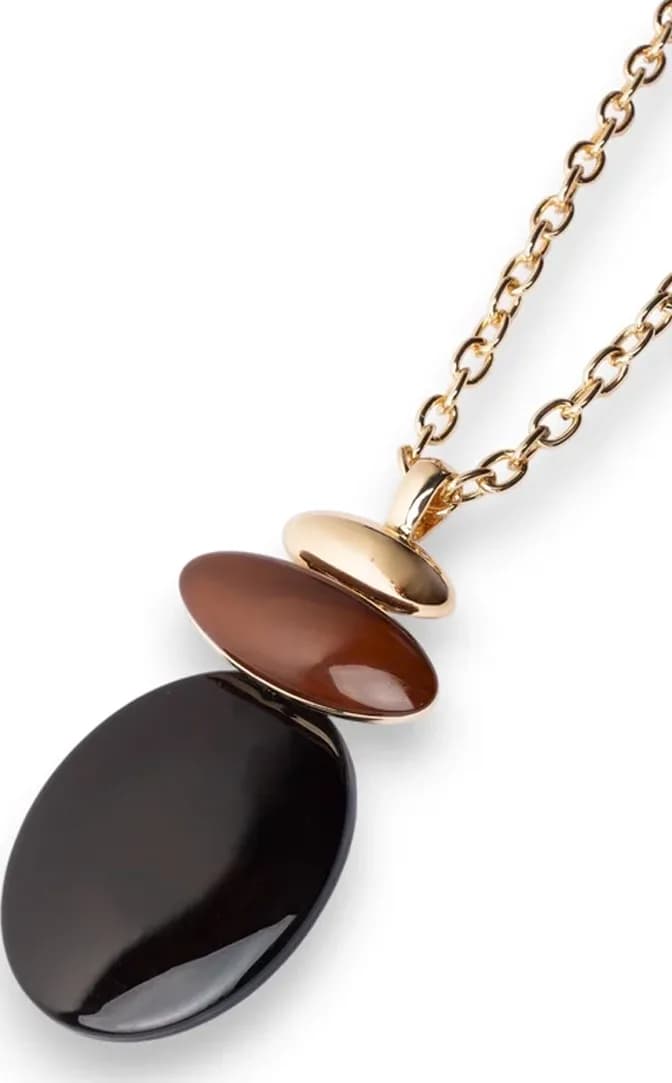 Collana a catena con pendente ovale senape | MYA ACCESSORIES - 3