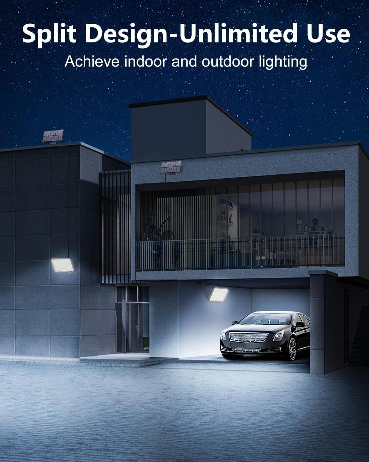 Faretto Solare 400LED IP67 Sensore Movimento Telecomando 3 Modi Esterno Cavo 5mt - 4