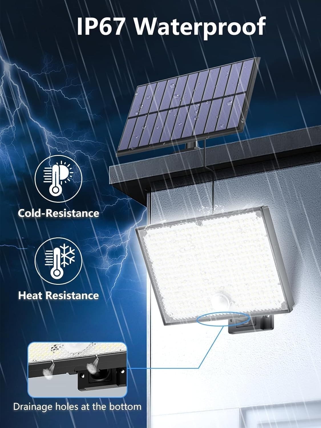 Faretto Solare 400LED IP67 Sensore Movimento Telecomando 3 Modi Esterno Cavo 5mt - 6
