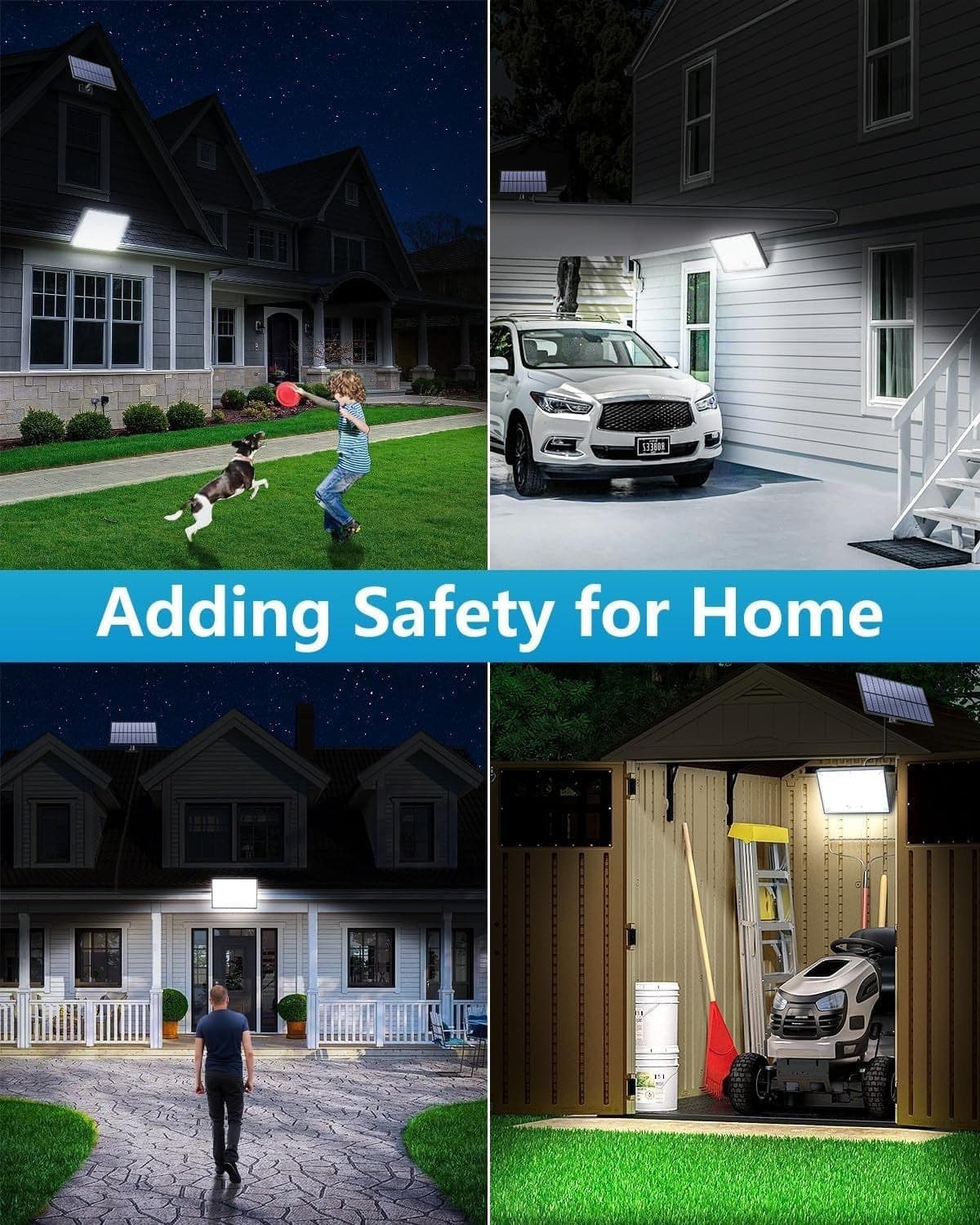 Faretto Solare 400LED IP67 Sensore Movimento Telecomando 3 Modi Esterno Cavo 5mt - 7