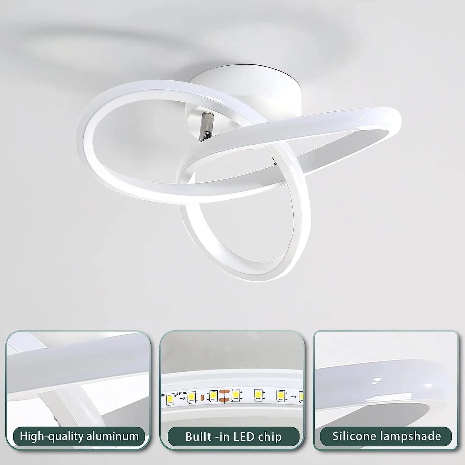 Plafoniera LED Soffitto 22W 2475LM 4500K Bianca Fiore 25cm Lampadario Moderno - 2