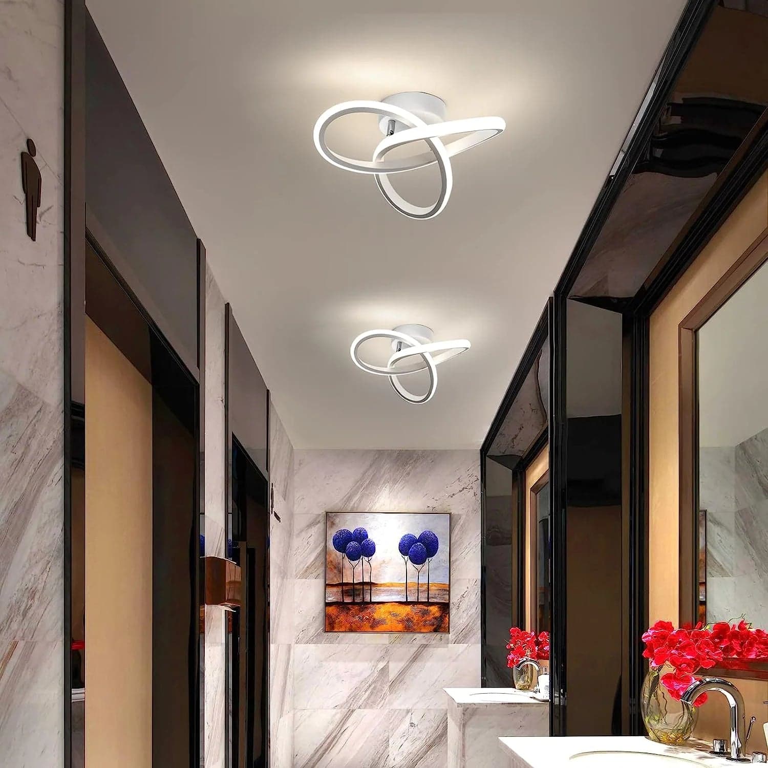 Plafoniera LED Soffitto 22W 2475LM 4500K Bianca Fiore 25cm Lampadario Moderno - 5