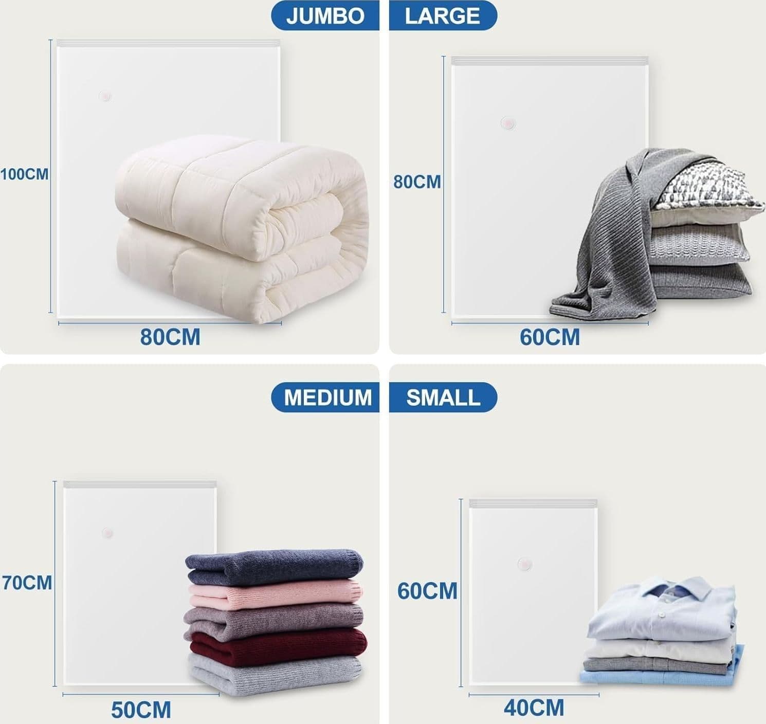Pompa Elettrica con 8 Sacchetti Sottovuoto Piumoni Coperte Vestiti Viaggio Jumbo - 2