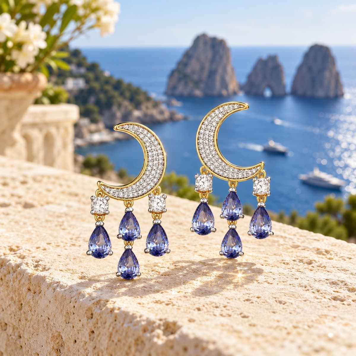 Laura P. - Orecchino luna zirconi tanzanite - 4