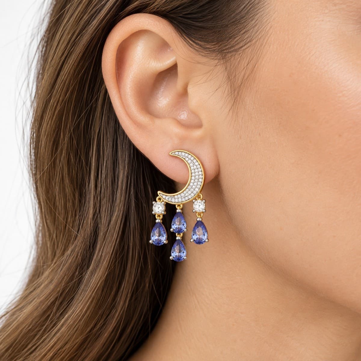 Laura P. - Orecchino luna zirconi tanzanite - 6
