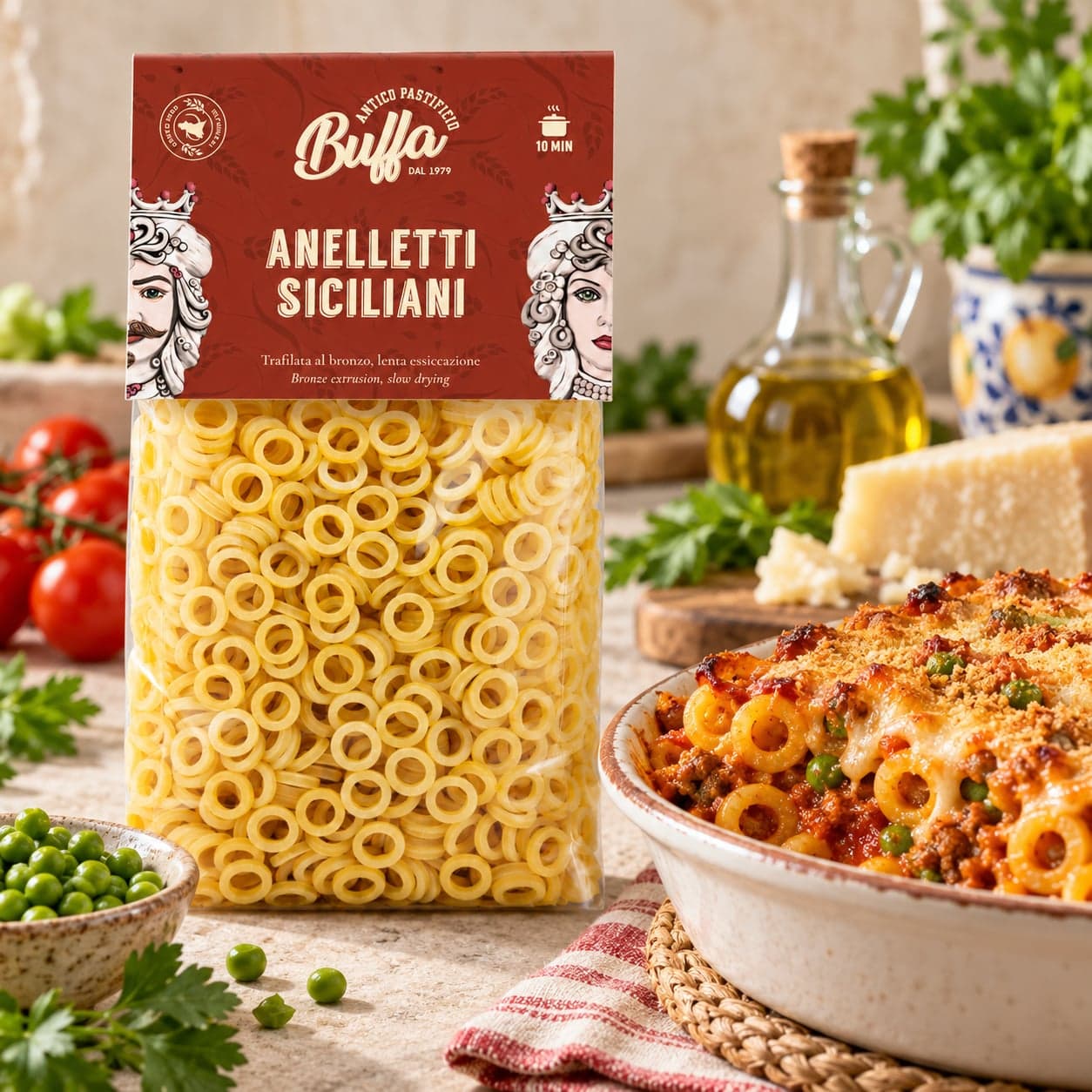 Pasta Anelletti | Trafilata in Bronzo | Lenta Essiccazione | Pastificio Buffa, Sicilia | 500g - 2
