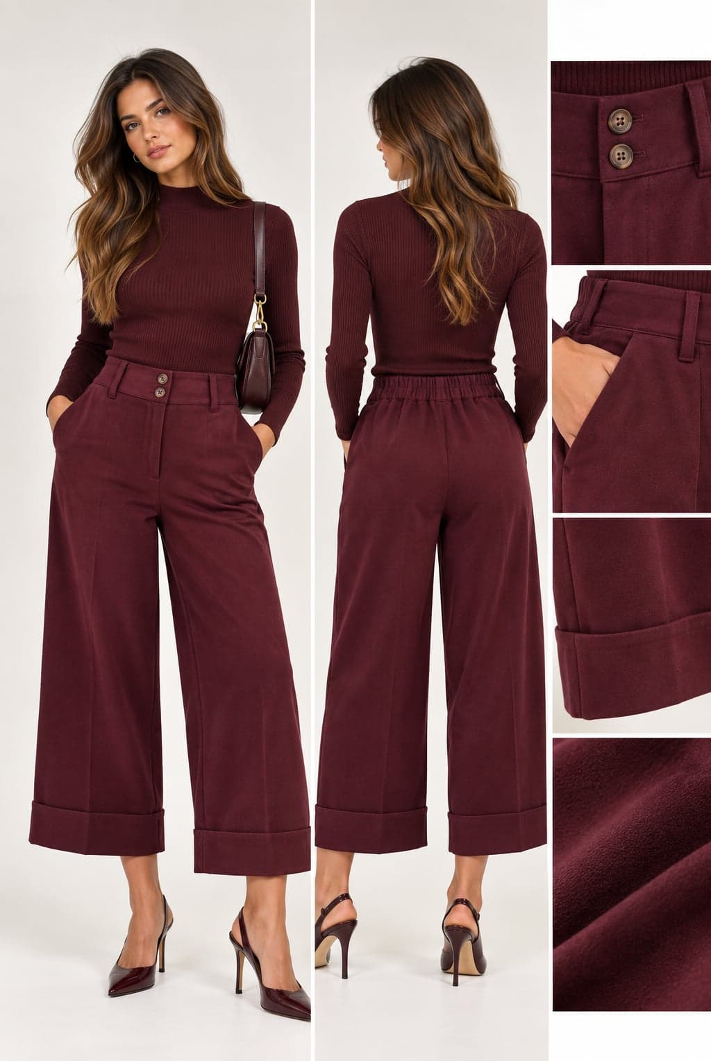 PANTALONE CROPPED CON RISVOLTO DAINETTO - 4