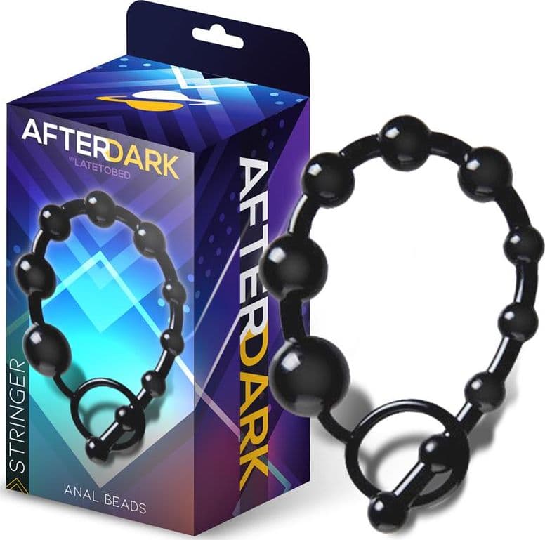 Perline Anali AfterDark Stringer 30 cm Silicone Nero Sfere Graduate