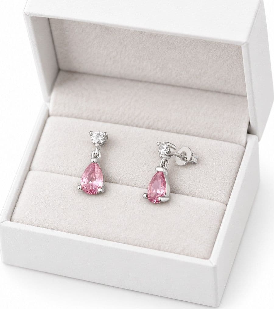 Laura P. - Orecchino goccia zirconi rosa - 4