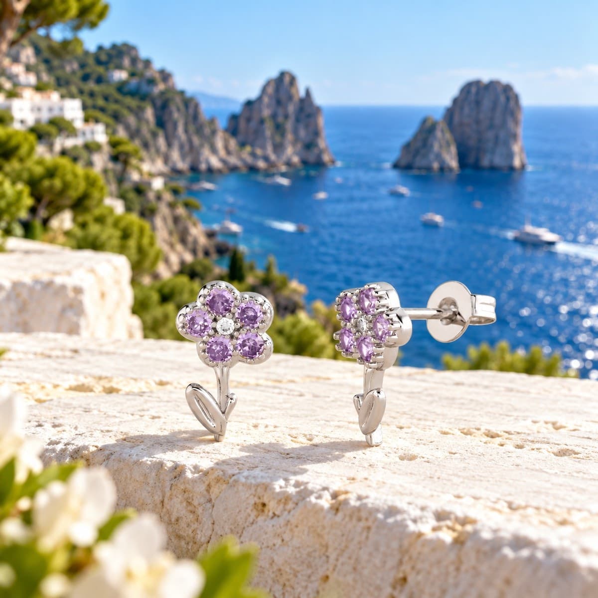 Laura P. - Orecchino fiore zirconi lavanda - 6