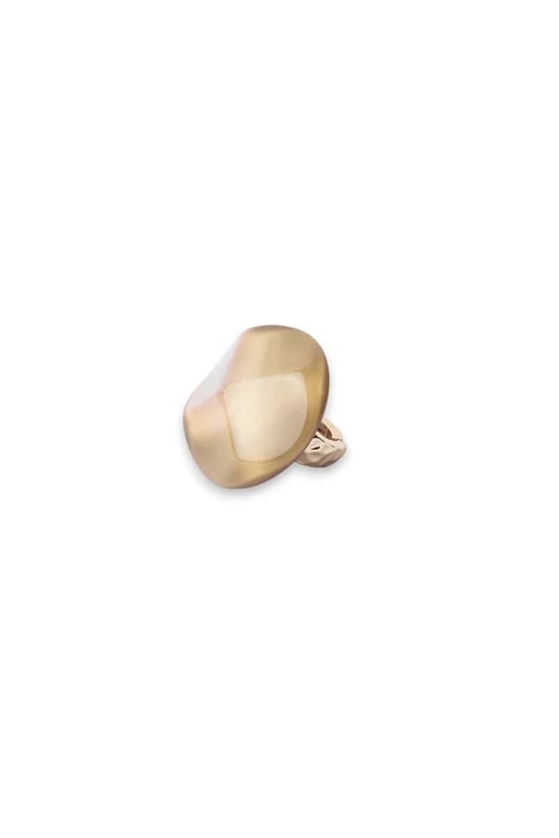 Anello elastico in metallo con pietra in acrilico beige | MYA ACCESSORIES - 2