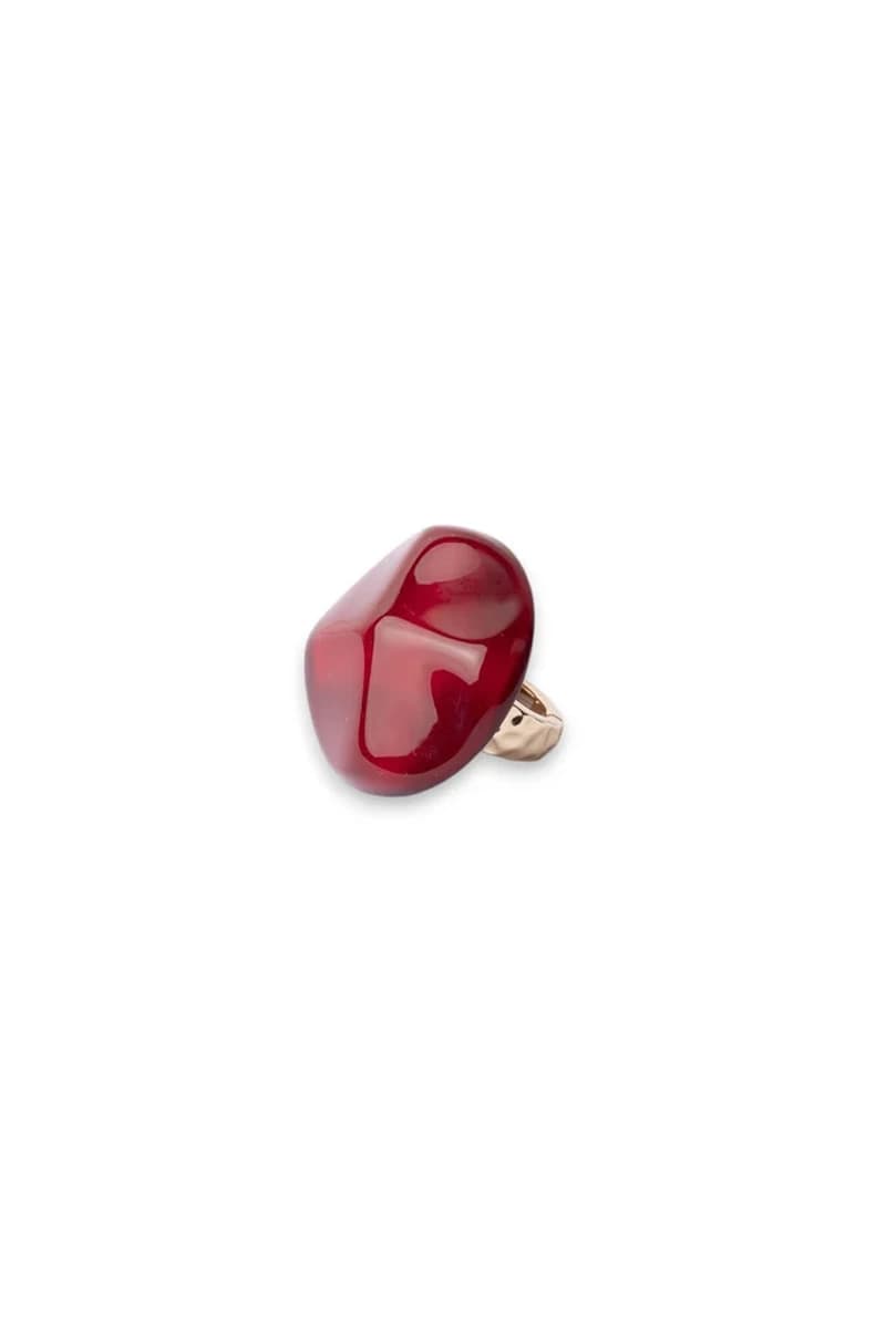 Anello elastico in metallo con pietra in acrilico rosso | MYA ACCESSORIES - 2