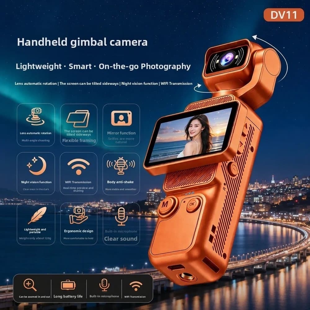VIDEOCAMERA ULTRA HD TASCABILE VLOG OBIETTIVO RUOTABILE SCHERMO ORIENTABILE PORTATILE DV11 - 6