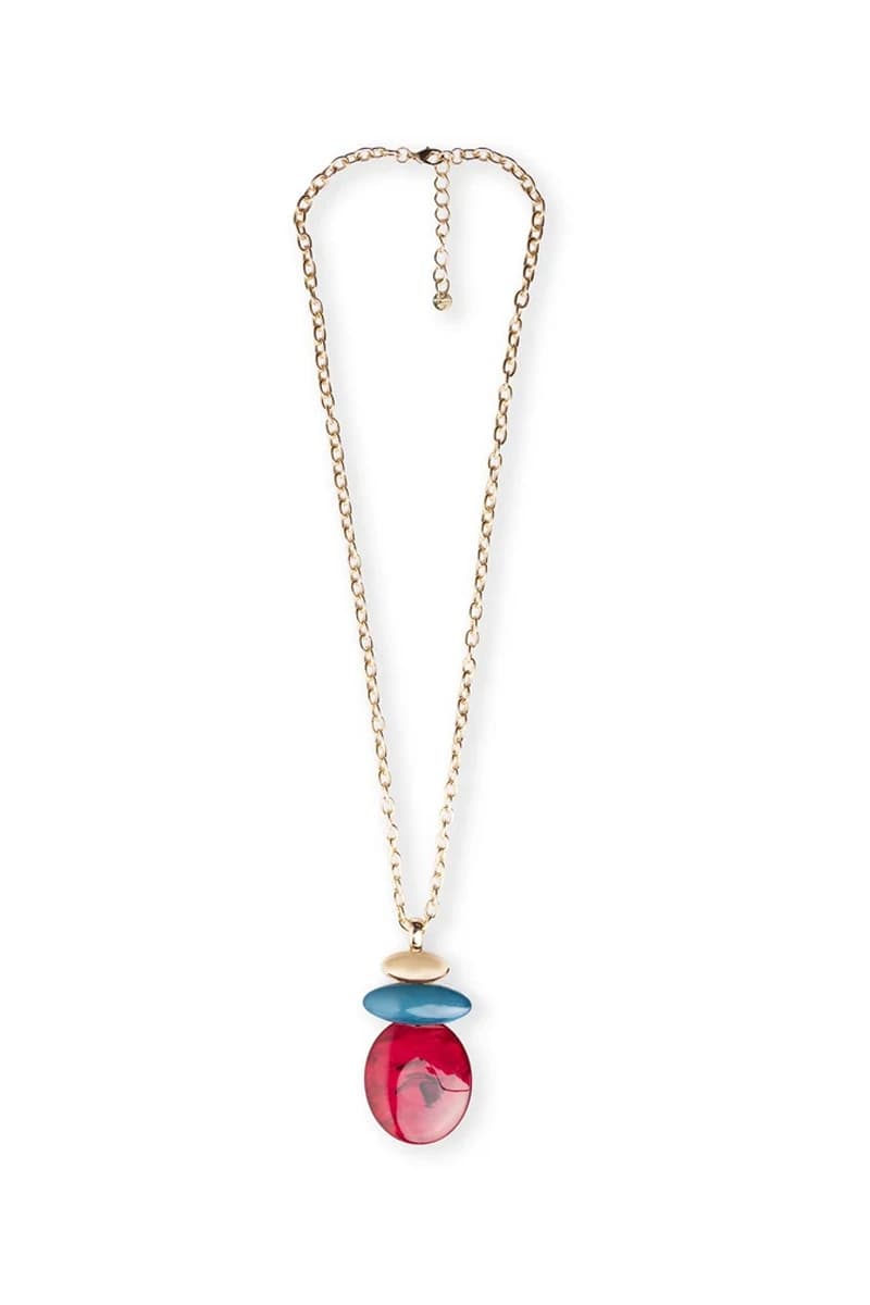 Collana a catena con pendente ovale rosso scuro | MYA ACCESSORIES - 2