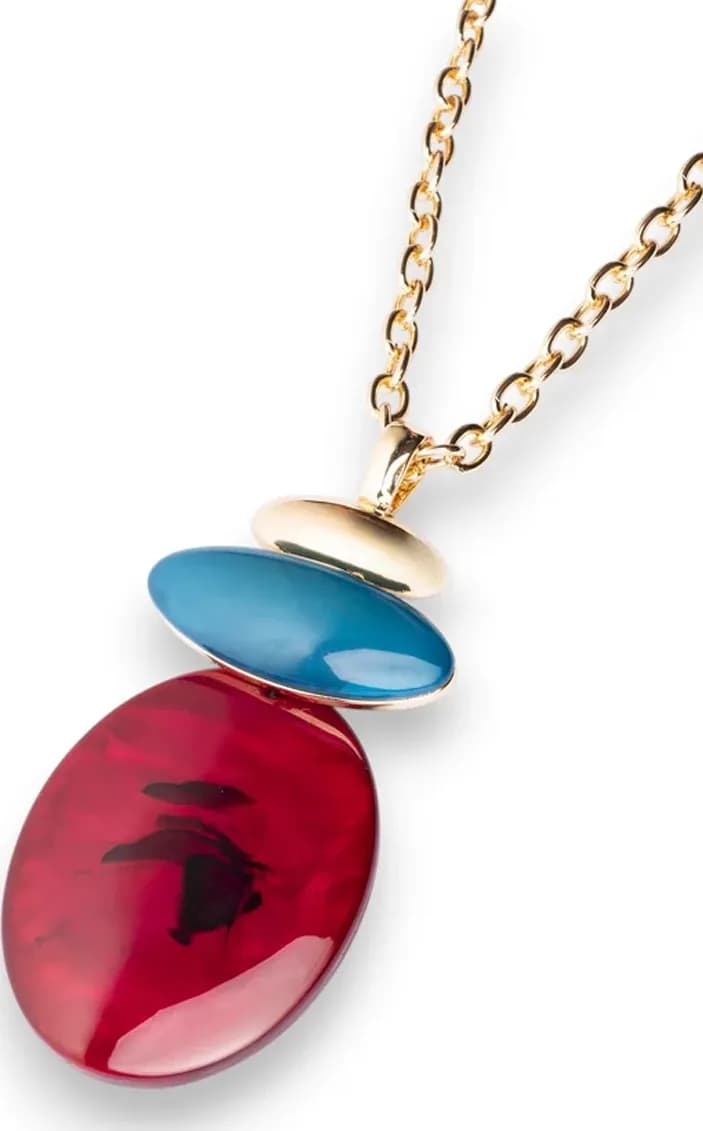 Collana a catena con pendente ovale rosso scuro | MYA ACCESSORIES - 3