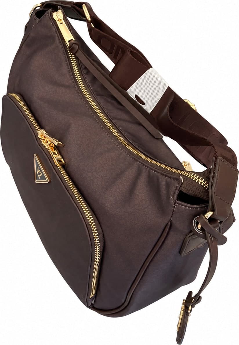Ynot borsa hobo donna Cloud tessuto stampato brown - 4
