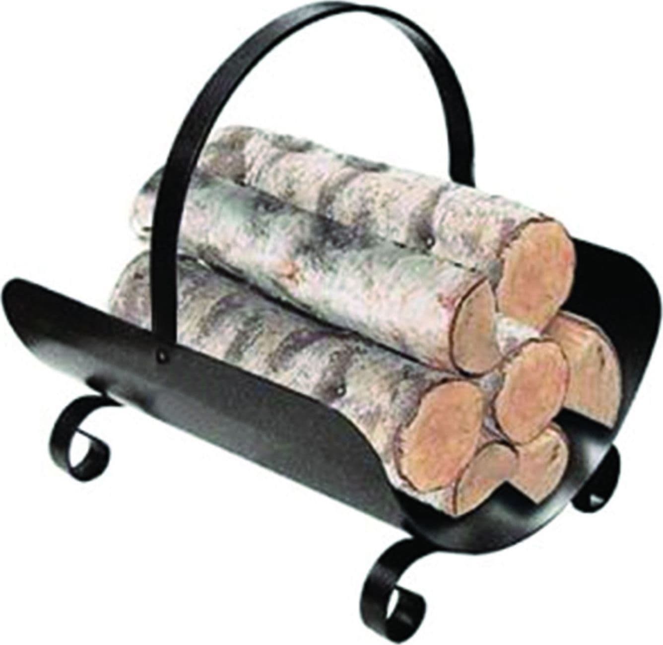 Portalegna 1 manico con ricci in ferro battuto verniciato nero cm.40x32x45h - 4