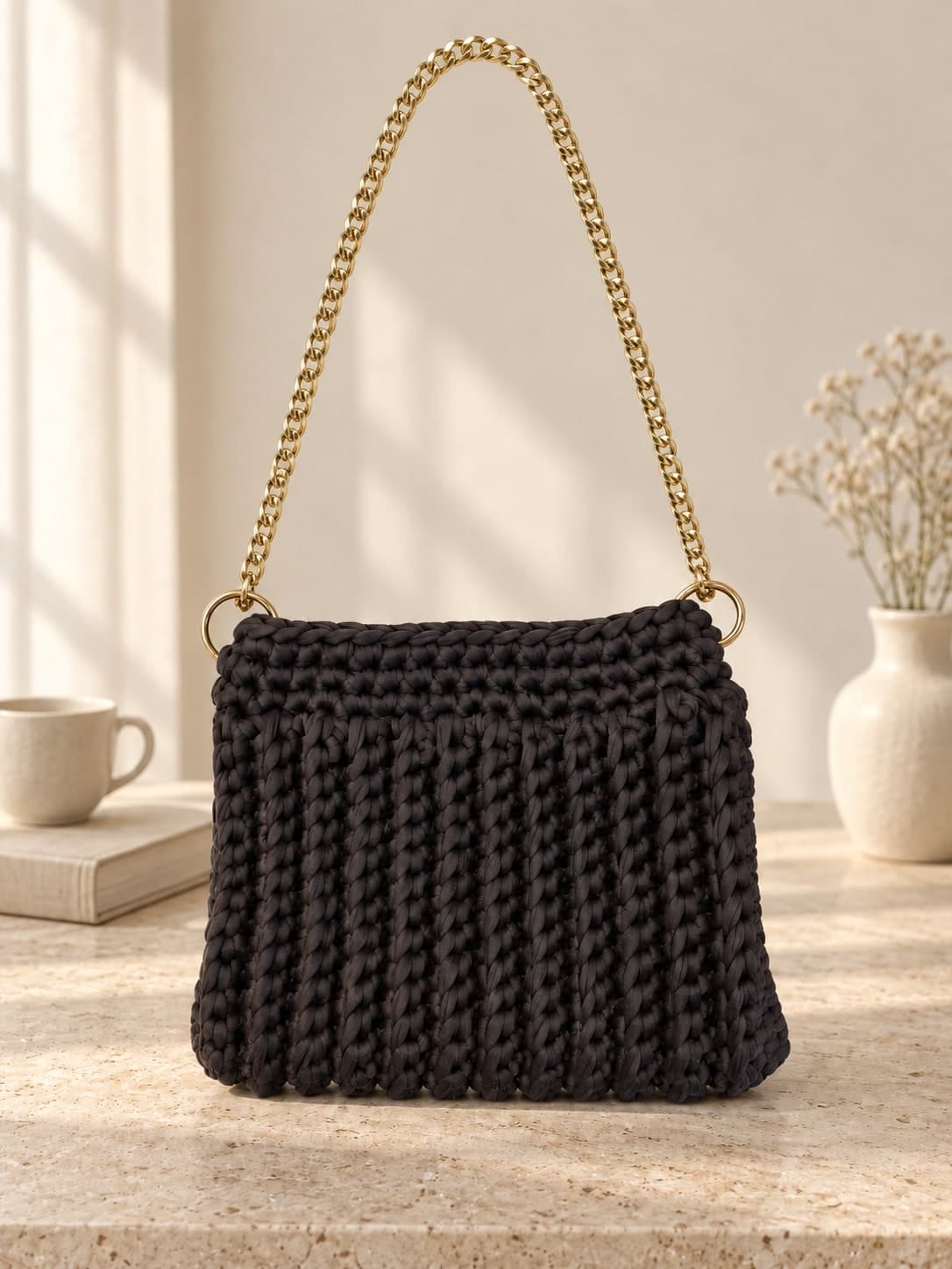 Outfix shoulder bag marrone scuro con tracolla oro - 2