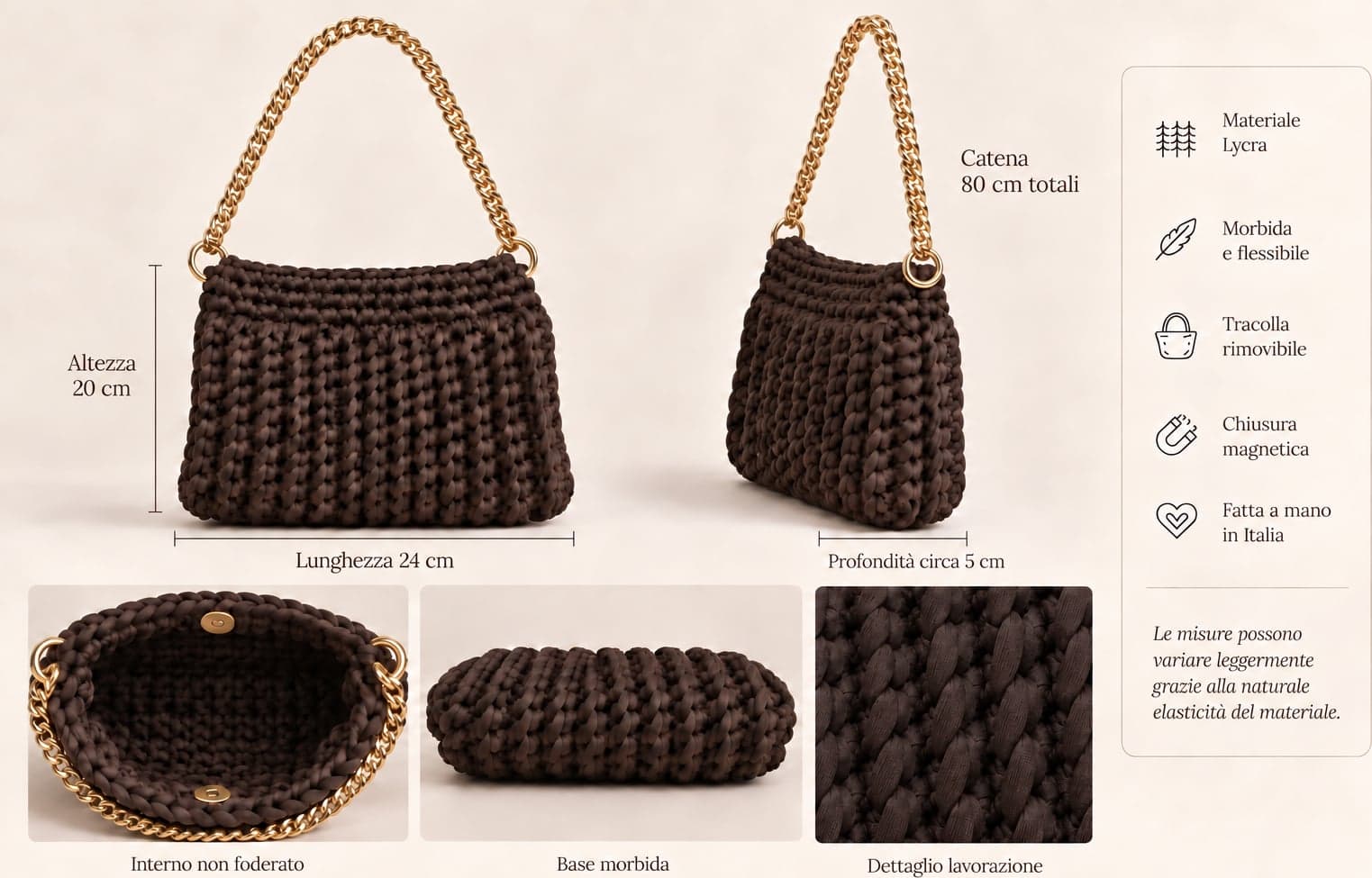 Outfix shoulder bag marrone scuro con tracolla oro - 4