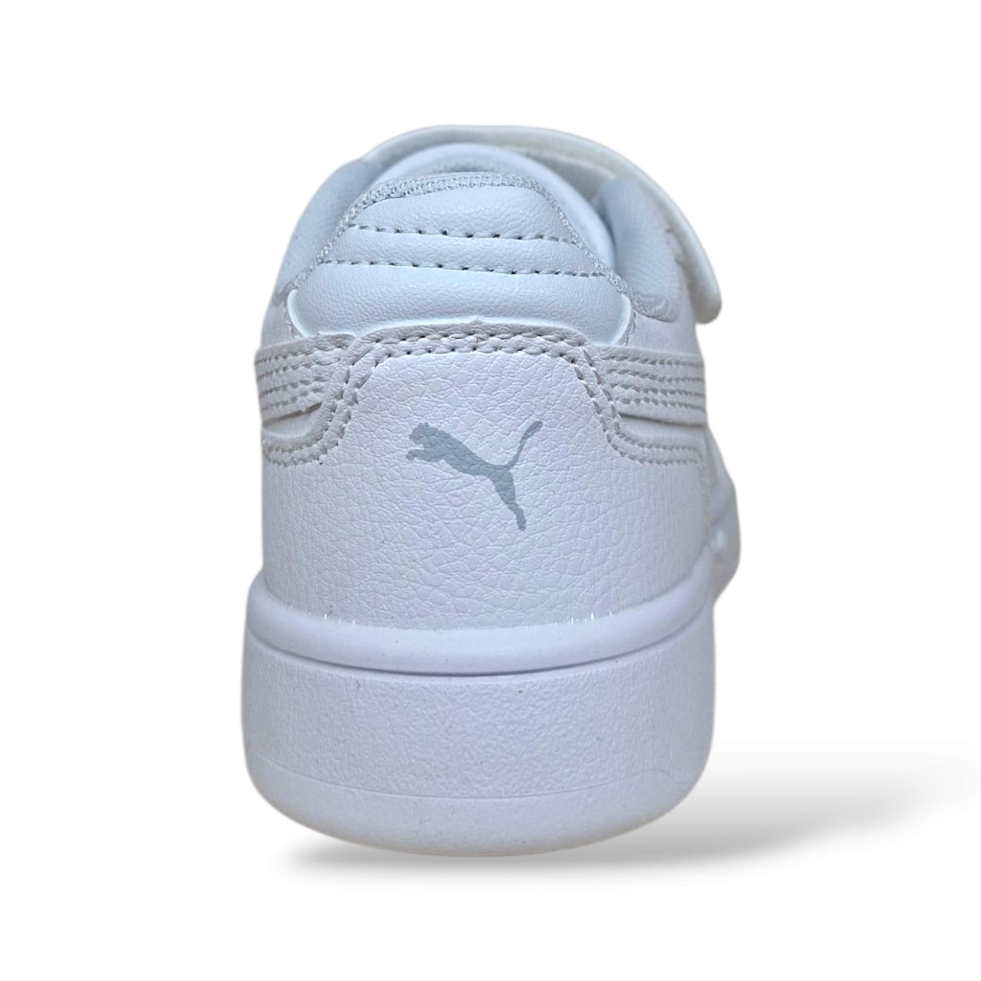 Sneakers Puma Rebound bambino bianche in pelle, elastico e velcro, taglie 28-35 - 3