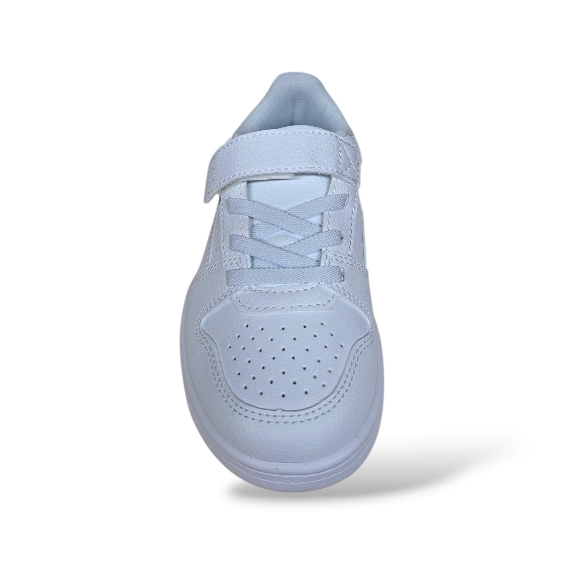 Sneakers Puma Rebound bambino bianche in pelle, elastico e velcro, taglie 28-35 - 4