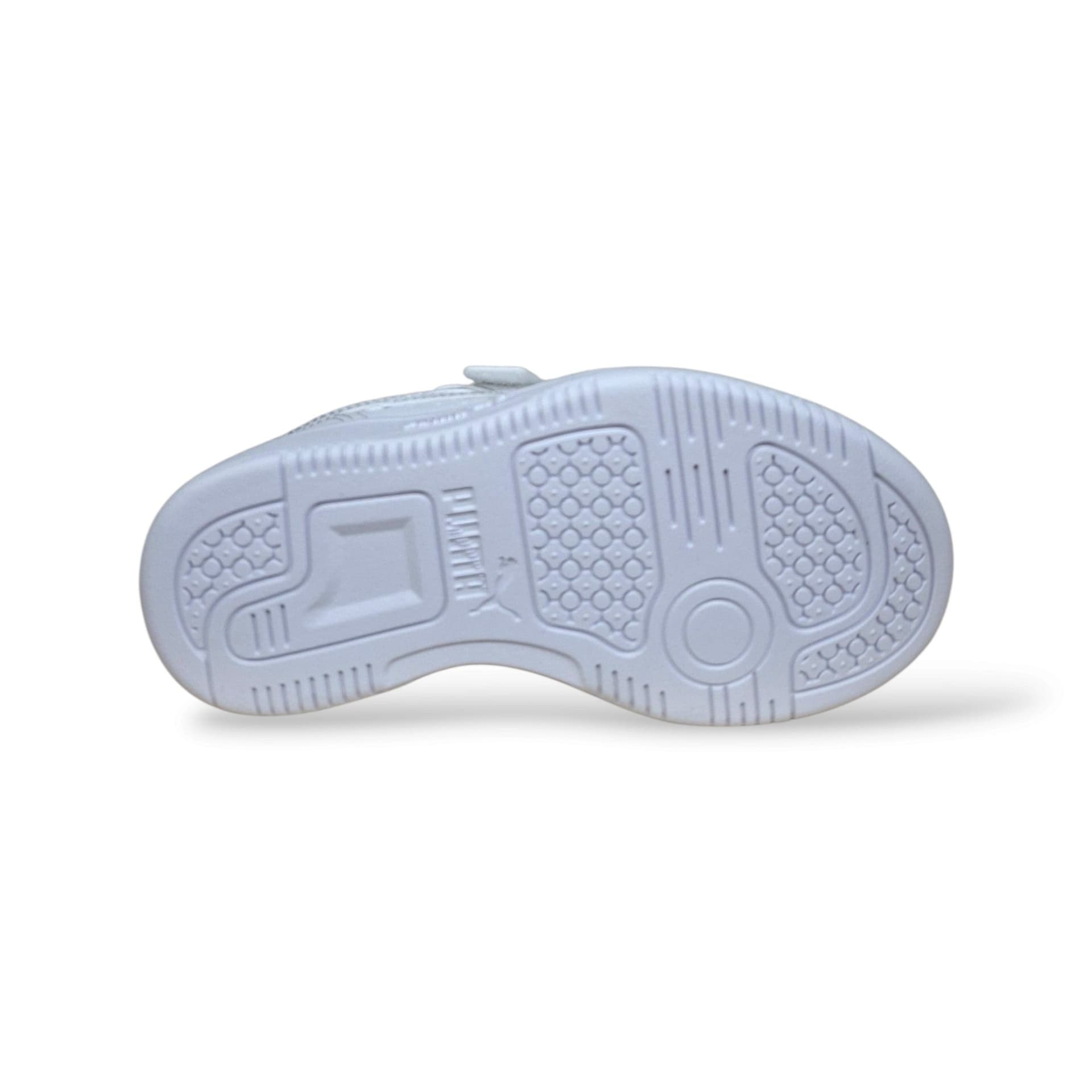 Sneakers Puma Rebound bambino bianche in pelle, elastico e velcro, taglie 28-35 - 5