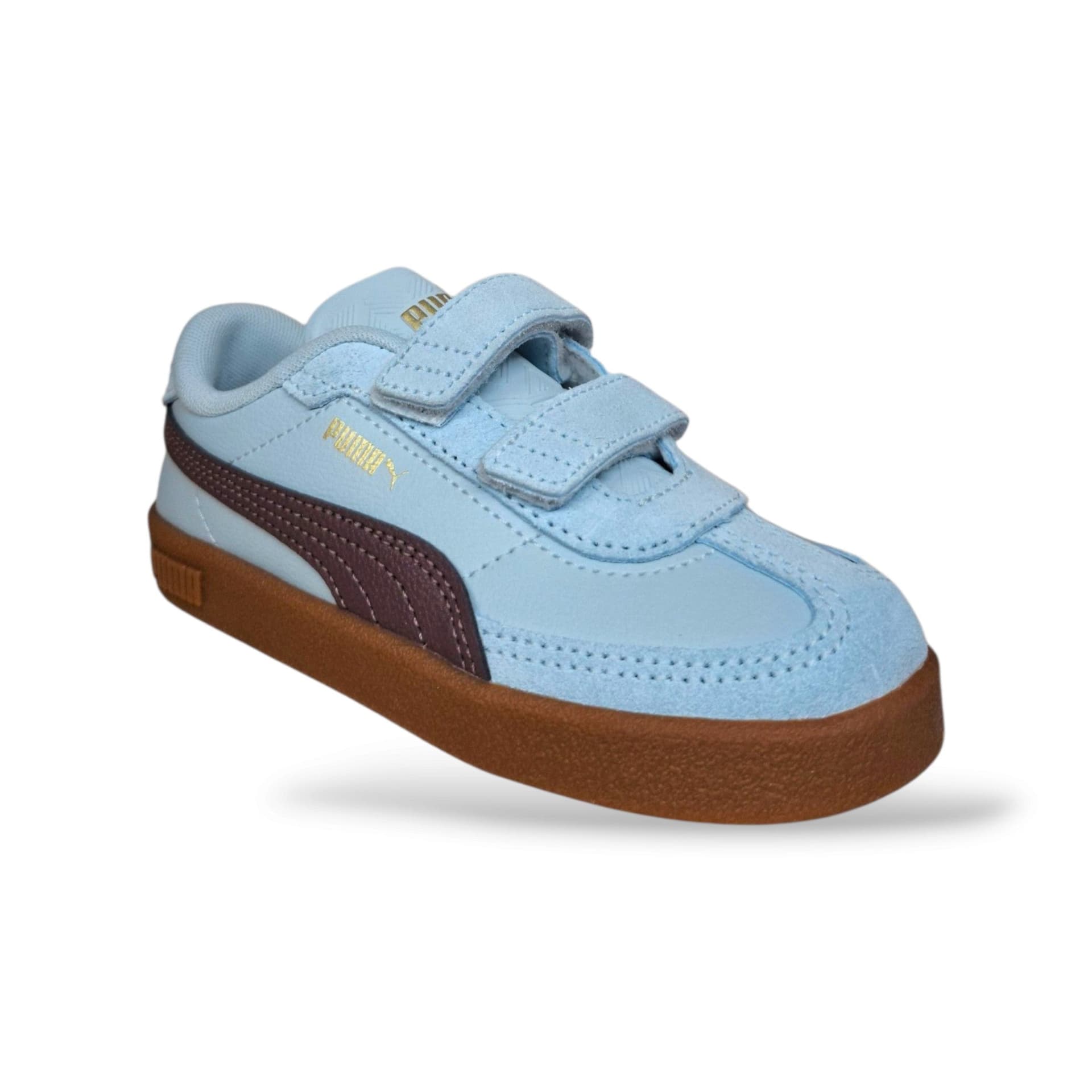 Sneakers Puma Club II bambina verde acqua, bordeaux e beige, suede e velcro, taglie 20-27 - 2