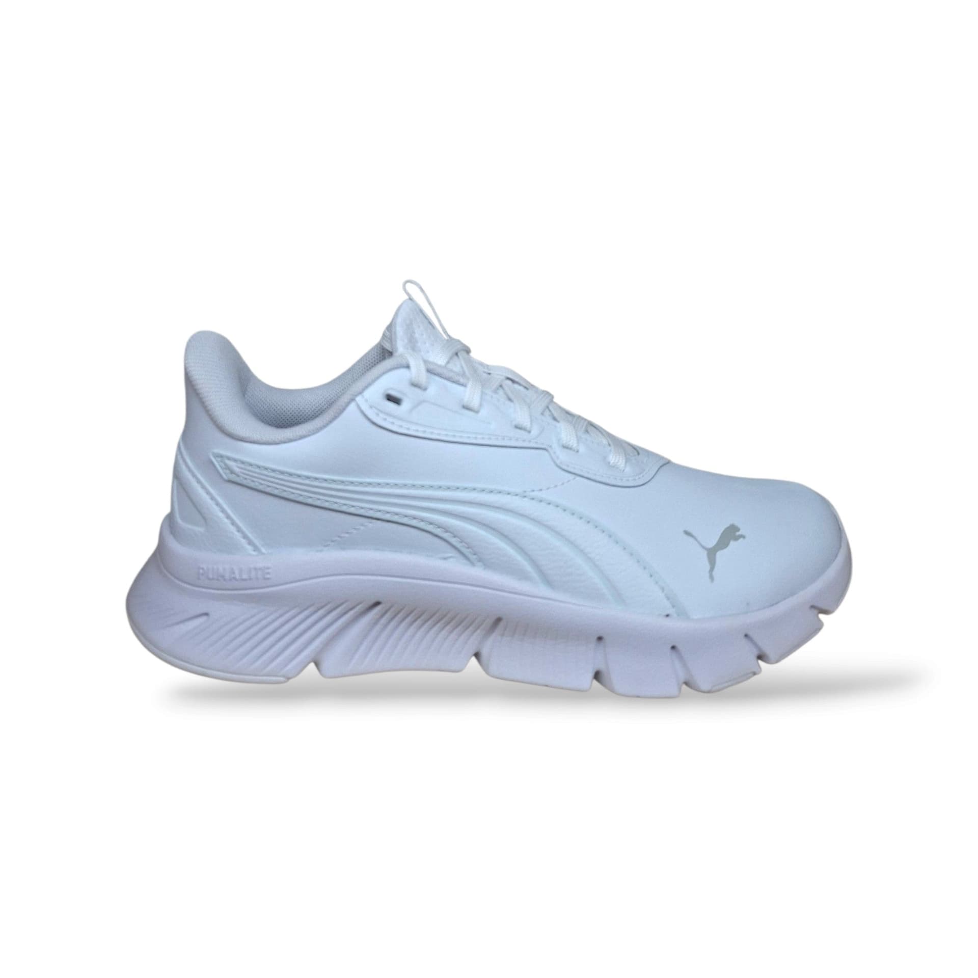 Sneakers Puma Flex Focus bianche in pelle con lacci, taglie 37-38,5 - 6