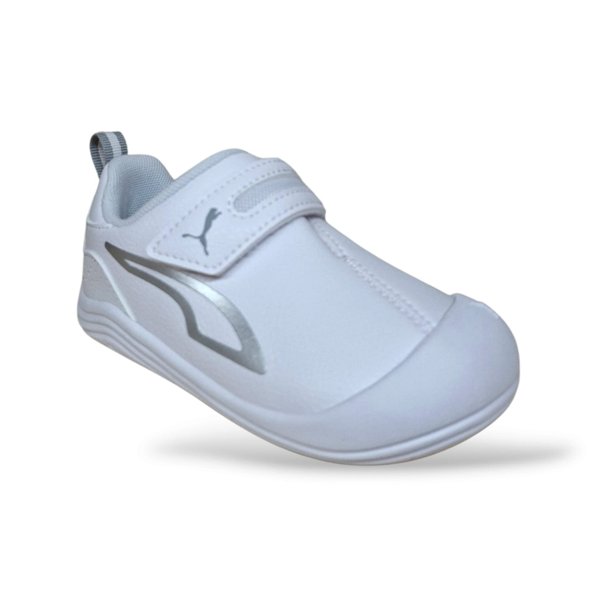 Sneakers Puma Kitten 402848 bianco-grigio con velcro, fondo morbido, taglie 20-27 - 2