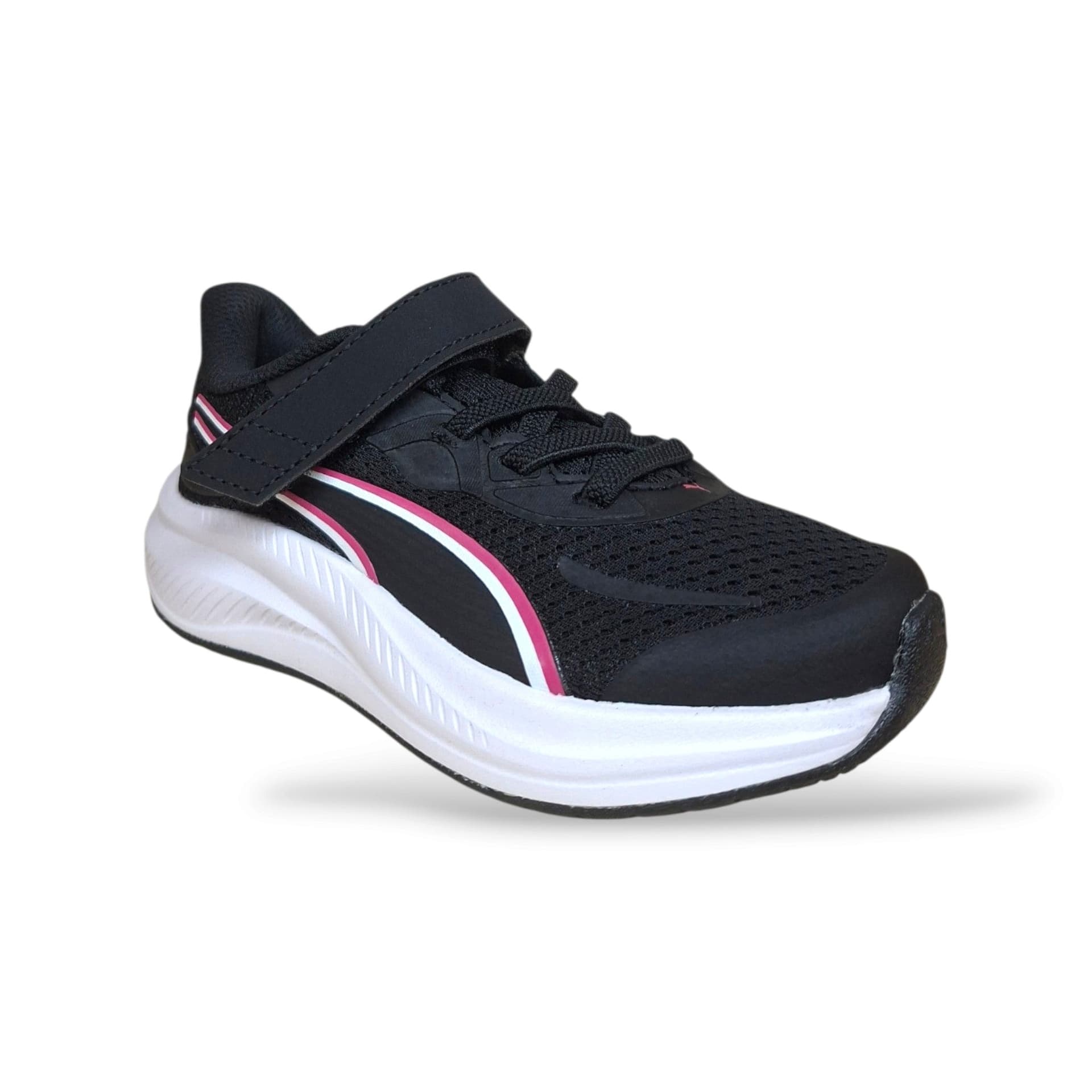 Sneakers Puma Skyrocket bambina nero-fucsia con velcro, taglie 28-35 - 2