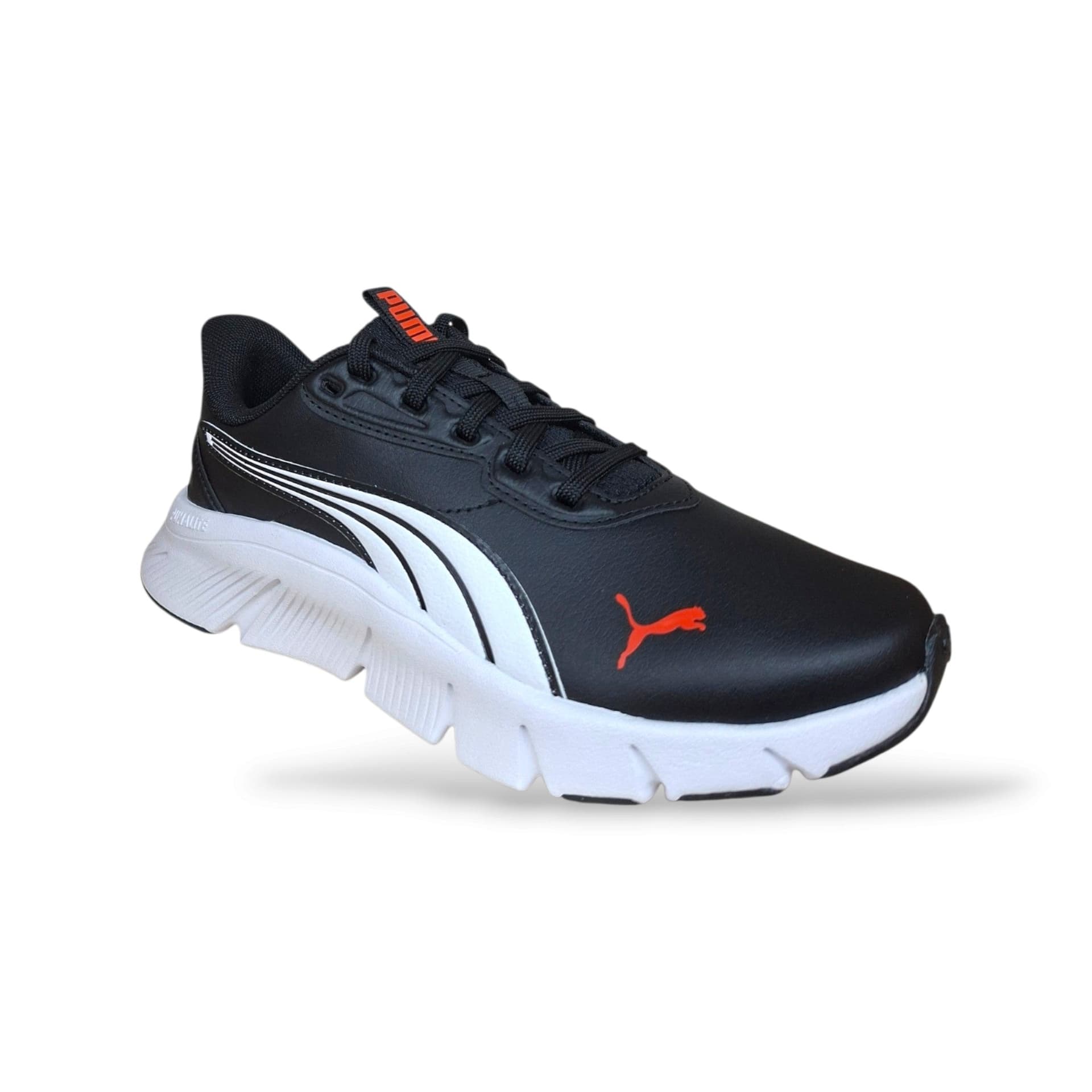 Sneakers Puma Flex Focus ragazzo nere in pelle con lacci, taglie 36-38,5 - 2
