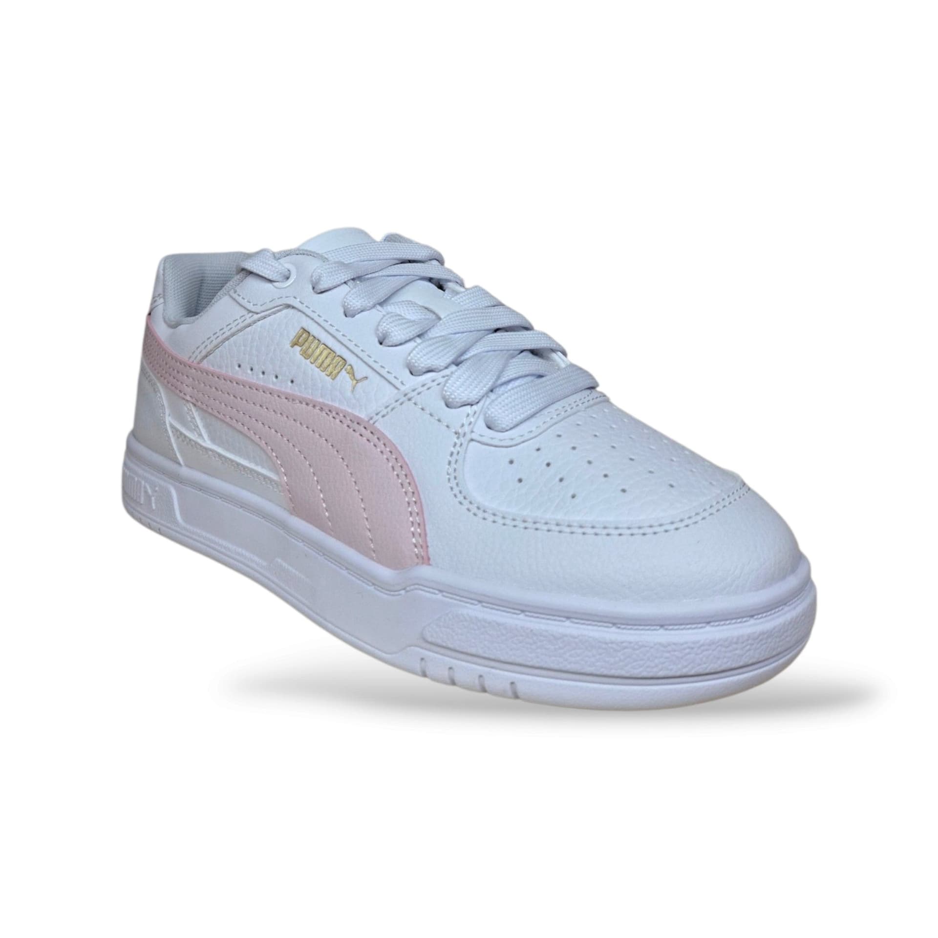 Sneakers Puma Caven bambina bianco-rosa in pelle, elastico e velcro, taglie 36-39 - 2