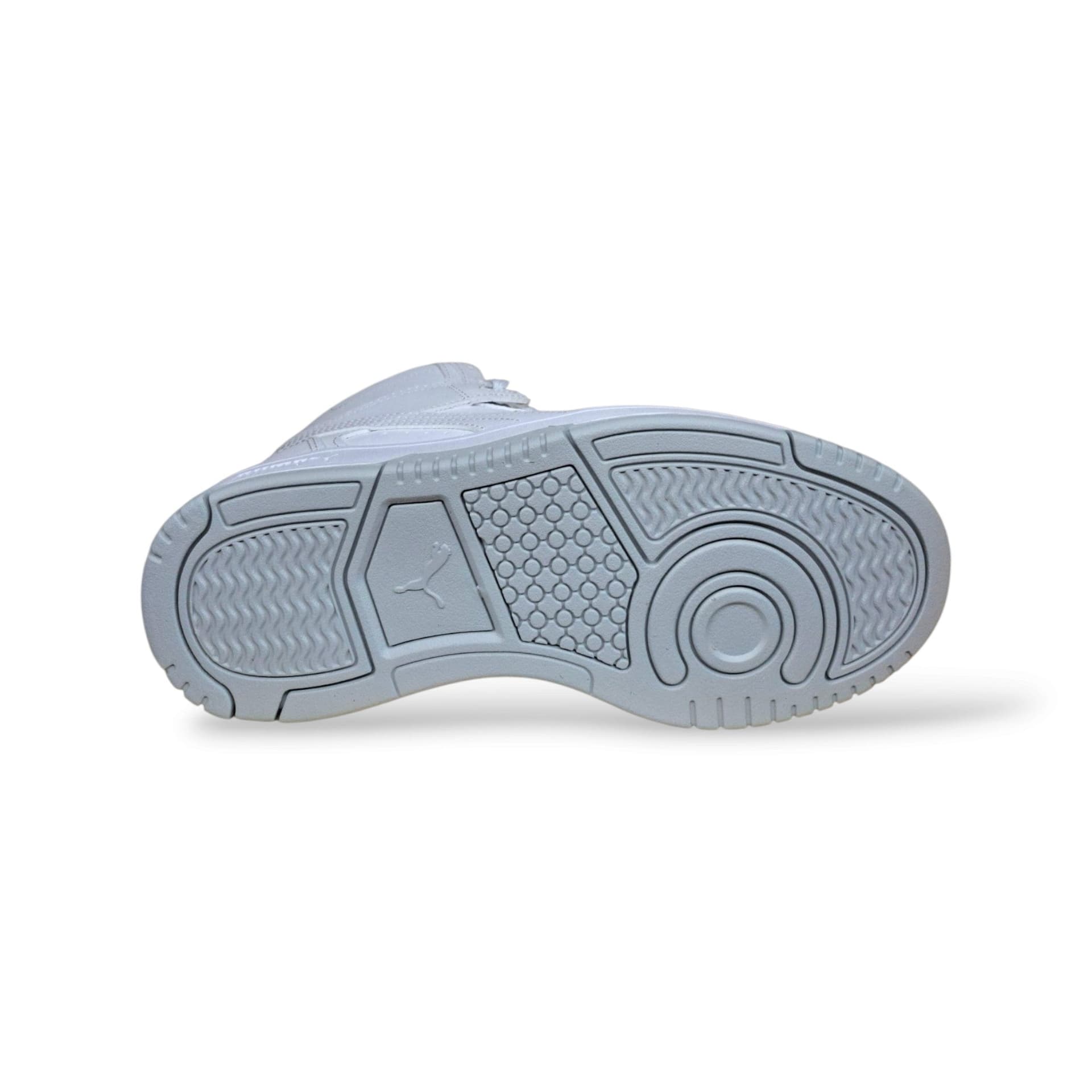 Sneakers alte Puma Rebound bambino bianche in pelle, lacci, taglie 36-39 - 5