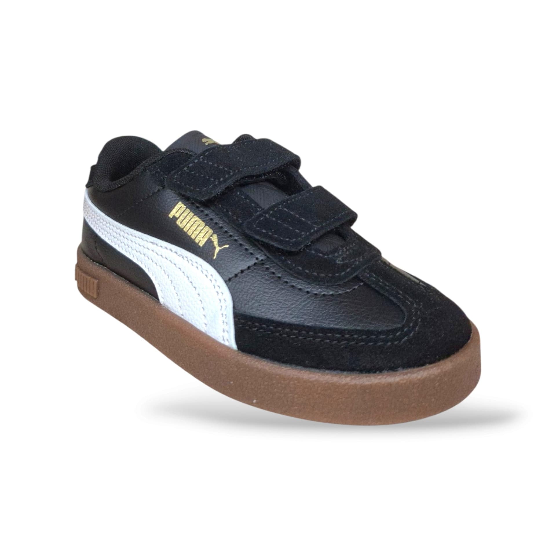 Sneakers Puma Club II bambino nero-bianco-beige in suede, velcro, taglie 20-35 - 2